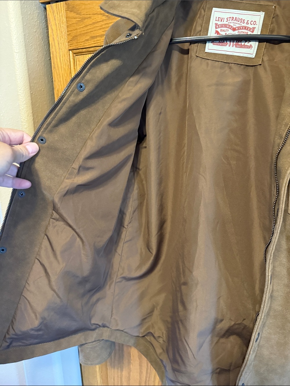 Levi's Brown Faux Suede Lightweight Trucker Jacket-Small - Picture 9 of 12